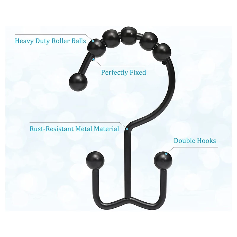 Wholesale shower curtain hooks rust resistant bathroom double shower curtain hooks rings