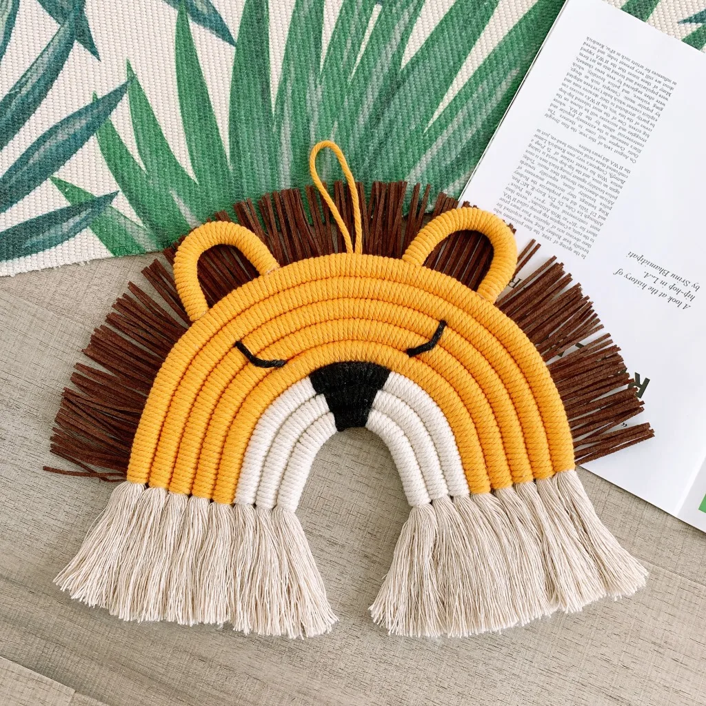
ins nordic style home kids room decor pendant hand-woven clouds rainbow Fawn Lion hanging wall ornaments home decoration 