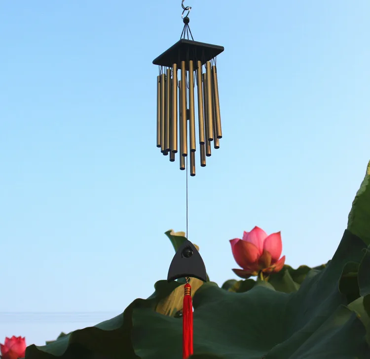 Solid Wood Feng Shui Pendant Bronze Wind Chime Metal Multi-Tube Anti-Rust Wind Chime Copper Alloy Oversized Pendant Wind Chime