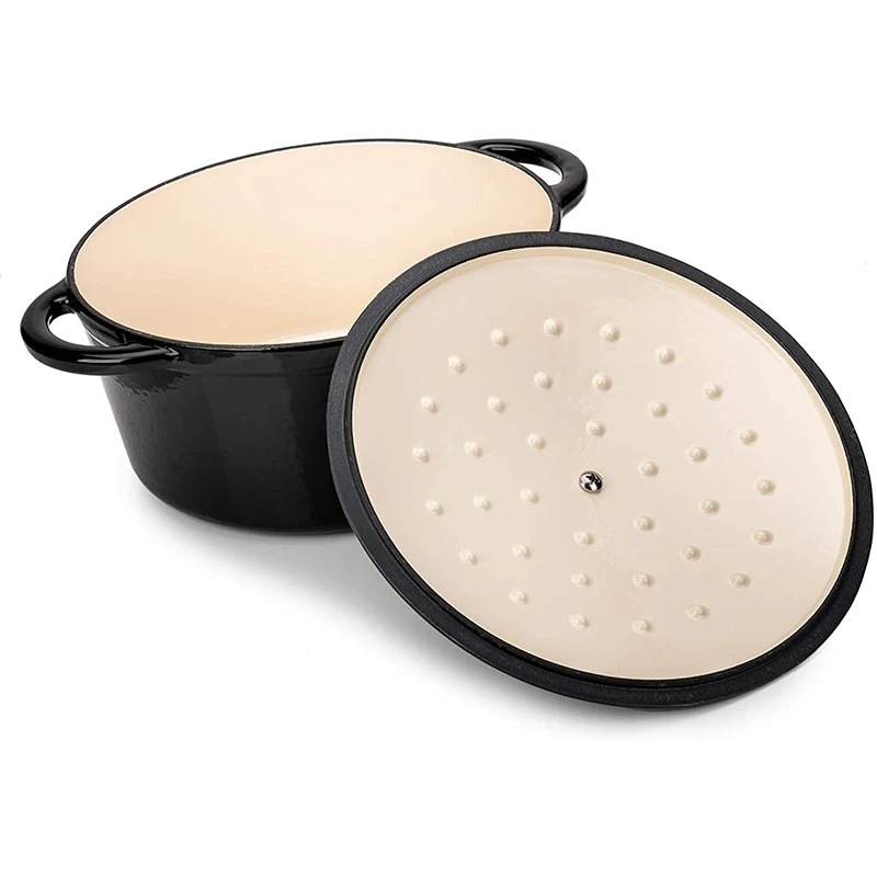Hot sell Round Casserole Dish - Cast Iron Cauldron Induction and Gas Safe Non Stick Dutch Oven Roasting Cooker - with Lid