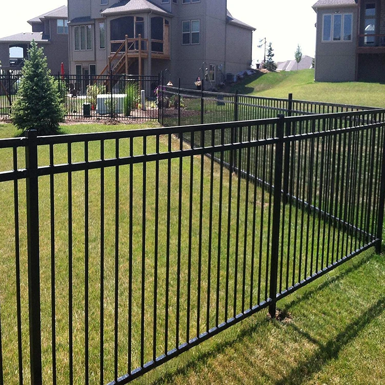 7ft modern black steel wall bar gates plate fence post design