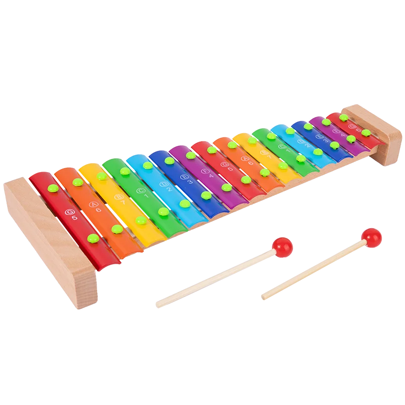 Wholesale Kids Educational Wooden Music Toy Rainbow Color 15 Keys Xylophone For Kids