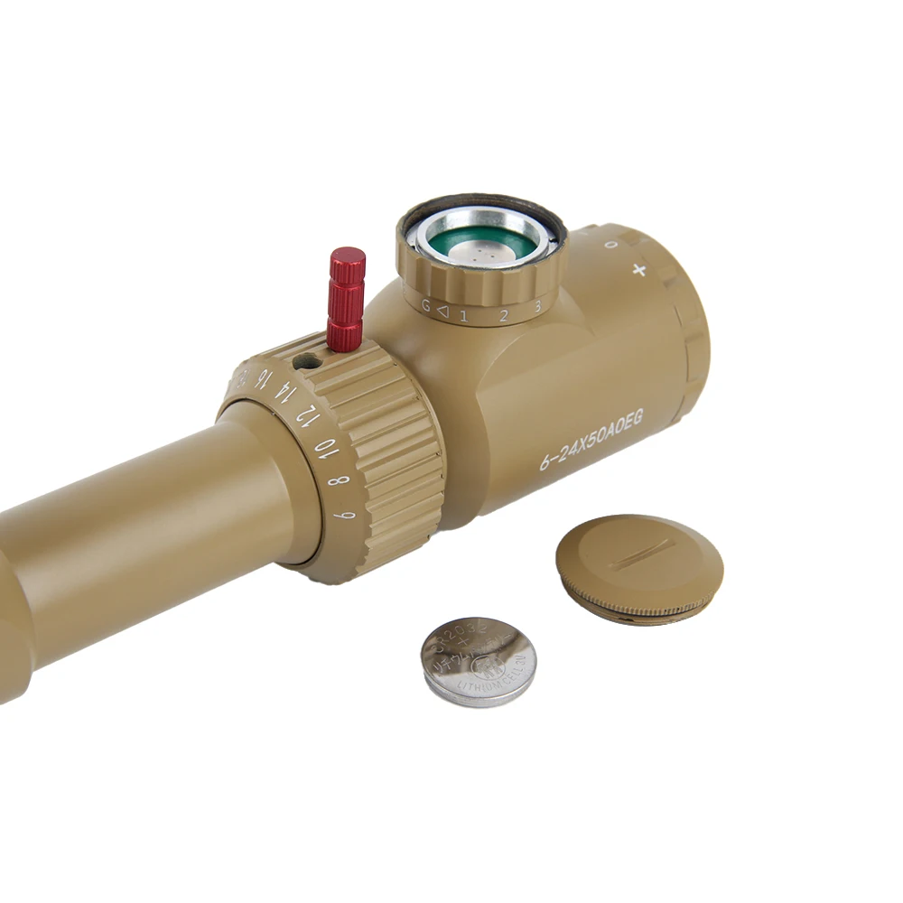 LUGER 6-24x50 AOE Optical Scope Red and Green Illuminated Reticle Hunting Scopes Tan Color