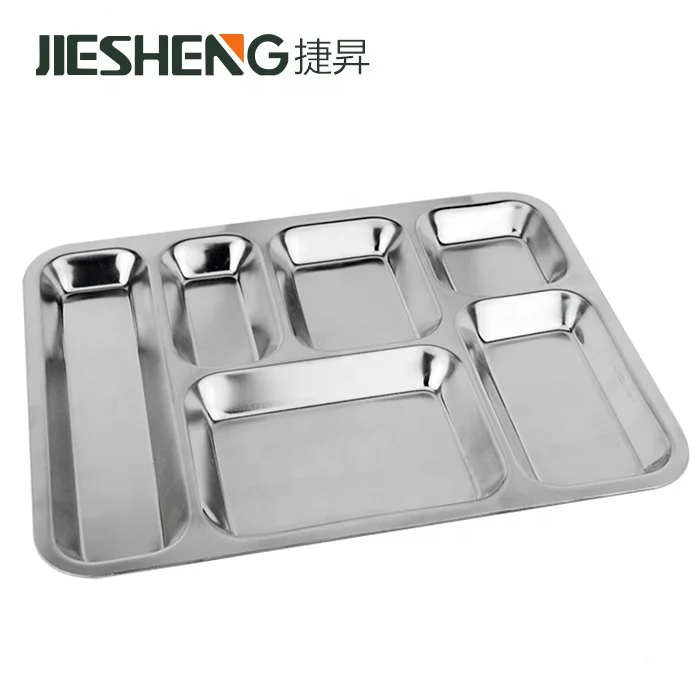 Professional metal 6 compartments mess tray stainless steel