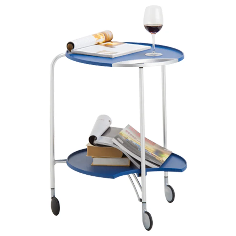 Versatile Blue Plastic Trolly Cart Double Layer Design for Efficient Home Office Storage