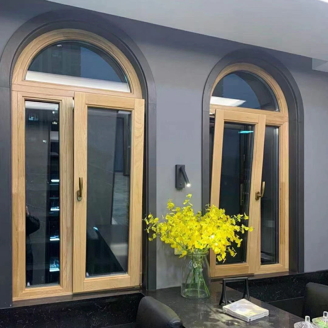 Arch Wood clad aluminum casement tilt turn windows