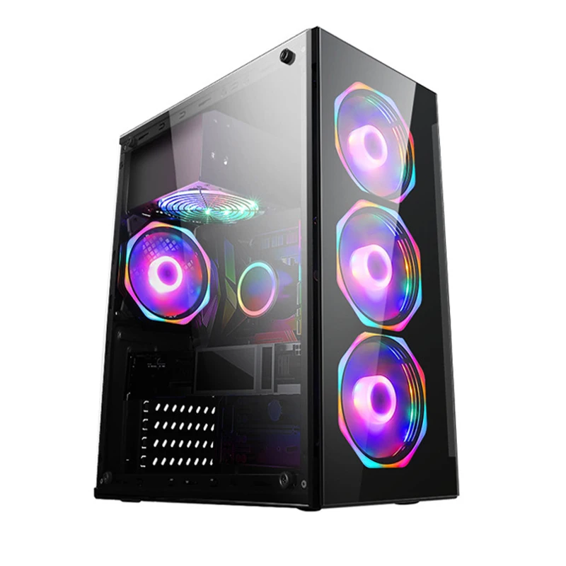 2023 New Designed Custom Micro ATX Tempered Glass RGB Gaming Computer PC Case with Fan Colourful Gamer Gaming Computer Case