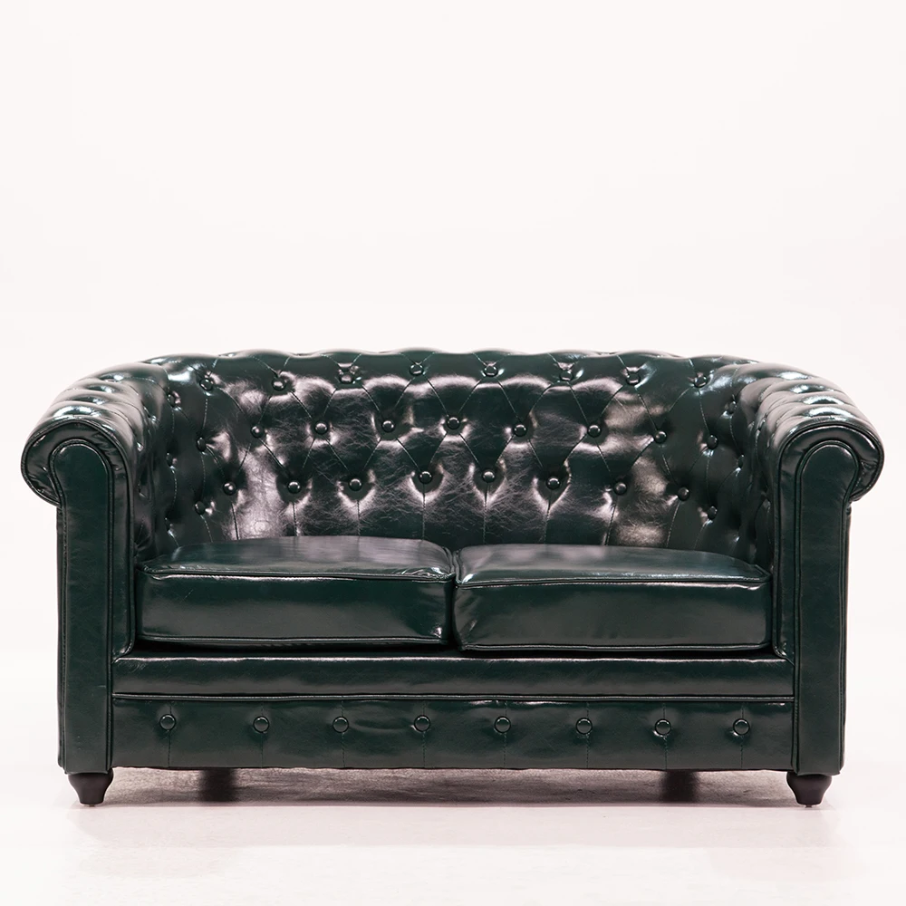 
Mid Century Leather tufted vintage sectinal bulk Chsterfield sofa 