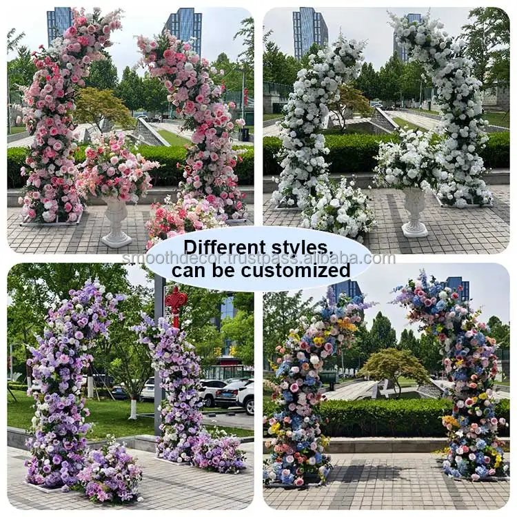 SMOOTH Artificial Silk Wedding Flower Arch Backdrop White Roses Flower Half Arch Wedding Arch for Wedding Decoration