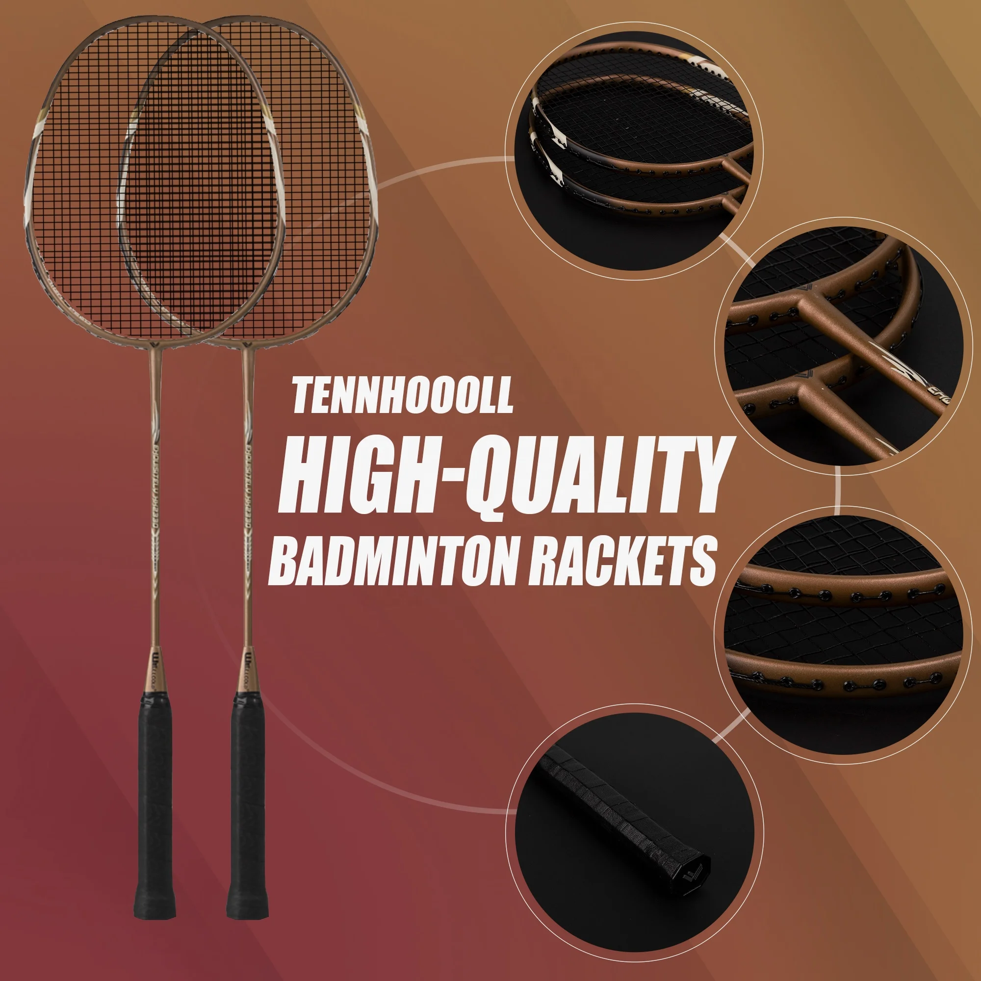 Stock product strong carbon fiber badminton racket manufacturer for wholesale