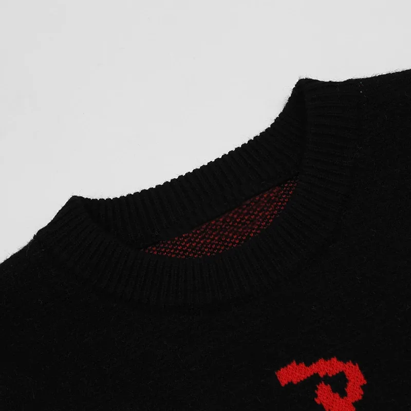 Custom Oem/odm Men Jacquard Sweater Knit Pullover Knitwear Long Sleeve Jumpers Cotton Skeleton Men Designer Knitted Sweater