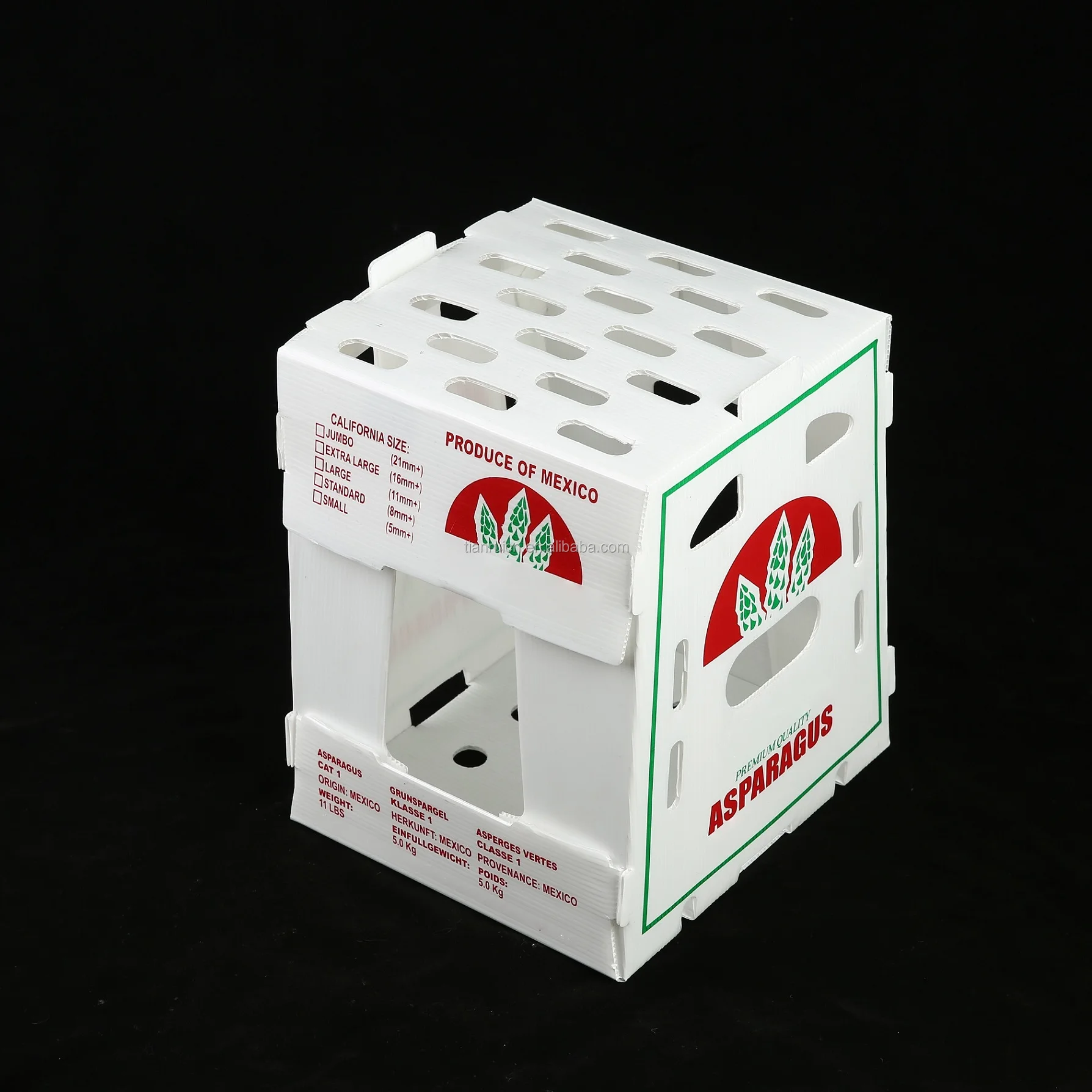 Customized Pp Sweet Corn Box Plastic Asparagus Box Corrugated Plastic Box
