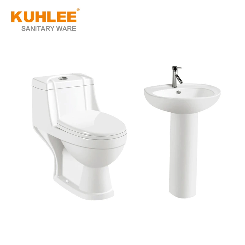 
Manufacturer Porcelain Bathroom Set Toilet With Pedestal Basin White Sanitary Ware Suite 