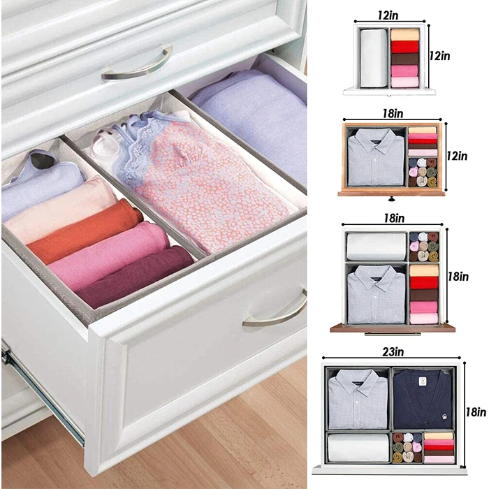 Best Selling 6 Set Foldable Closet Dividers Drawer Storage Organizer Bra And Underwear Box