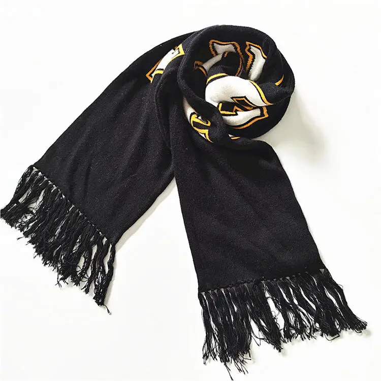 GUOOU 2023 World football fan scarf European and American fashion English Jacquard LOGO knitted scarf Air layer jacquard scarf