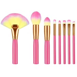 Hot selling pink color 8 pcs professional custom logo make up brush set for girl cosmetics