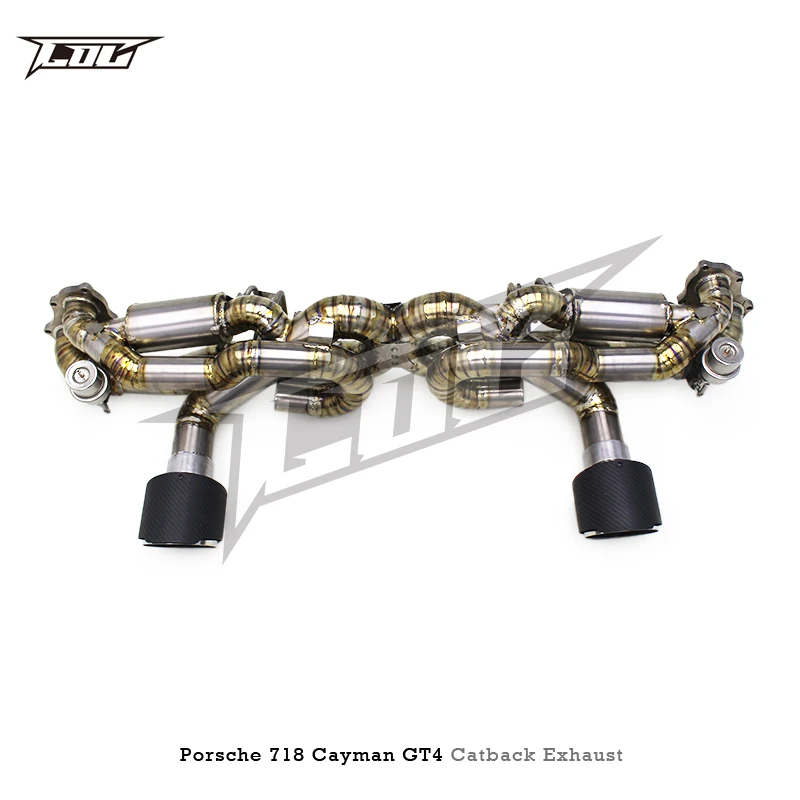 OEM Titanium Valve Exhaust Muffler Pipe For Porsche 718 Cayman GT4 4.0L 2020-2022 Racing Exhaust Catback With Carbon Fiber Tips