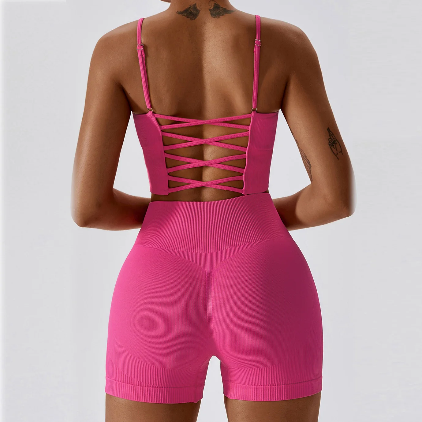 Fashionable Seamless Sports Bras And Shorts Leggings Set Fitness  Gym Clothing Yoga Wear  Work Out Set For Women