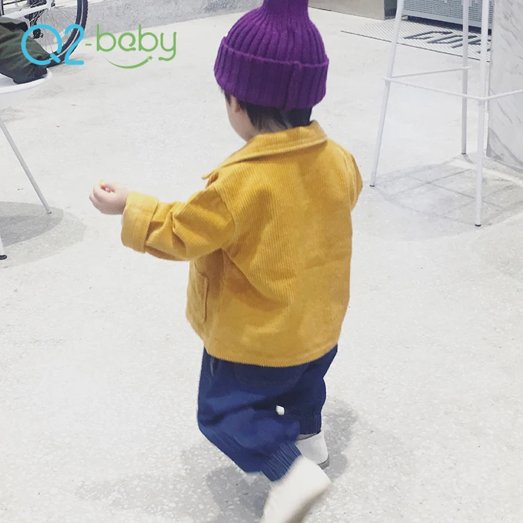 
Q2-baby Korean Version Single Breasted Turn-down Collar Solid Color Boys Girls Jackets Coats 