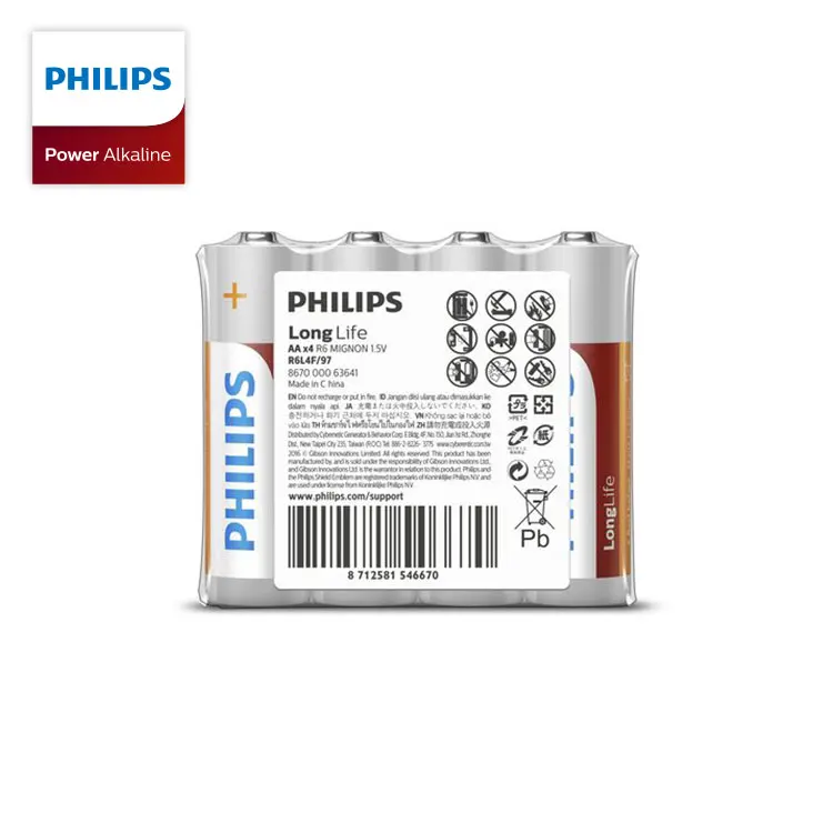 Philips new 1.5v non rechargeable aa battery alkaline for toy remote camera