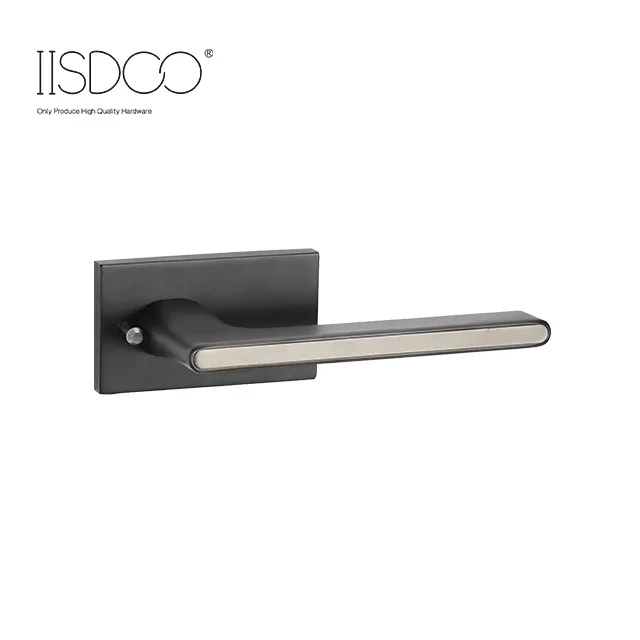 Classic black privacy childproof brass door lever handles set hardware