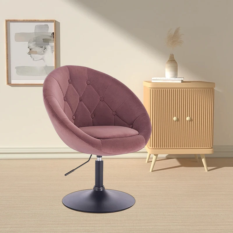 Barber Chair Modern Styling Salon Chair Velvet Swivel Accent Chair With Metal Base