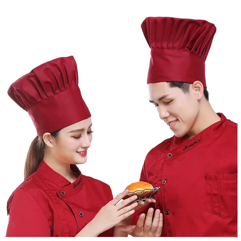 Chef Hat Adult Premium Adjustable Elastic Baker Kitchen Cooking pleated white chef hat Pastry food factory mushroom cloth hat
