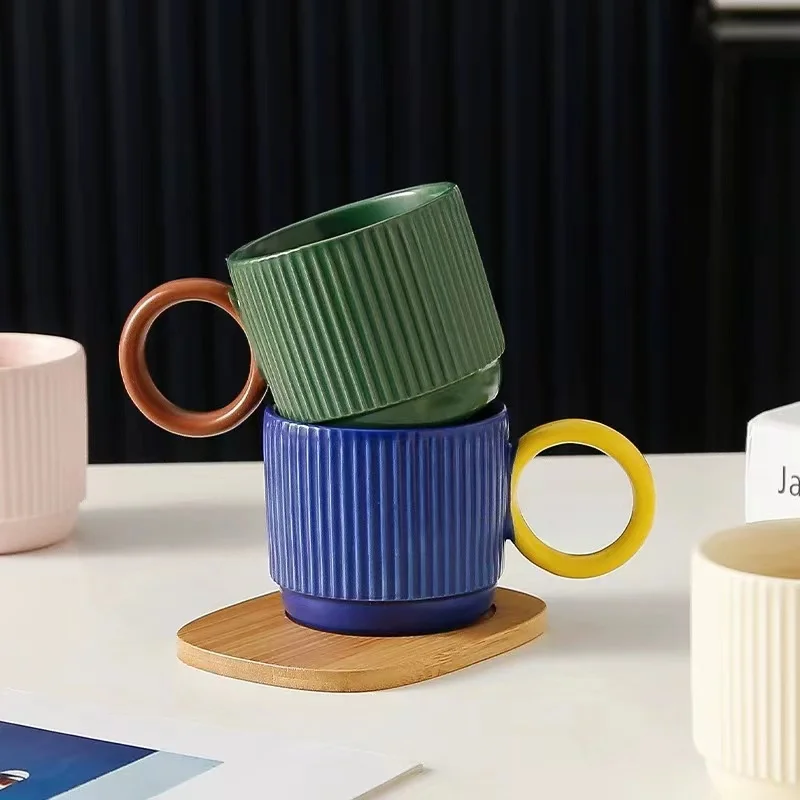 Hot Sale Retro Ceramic Tea Cup Pottery Cup with Handle Japanese Style Coffee Mug