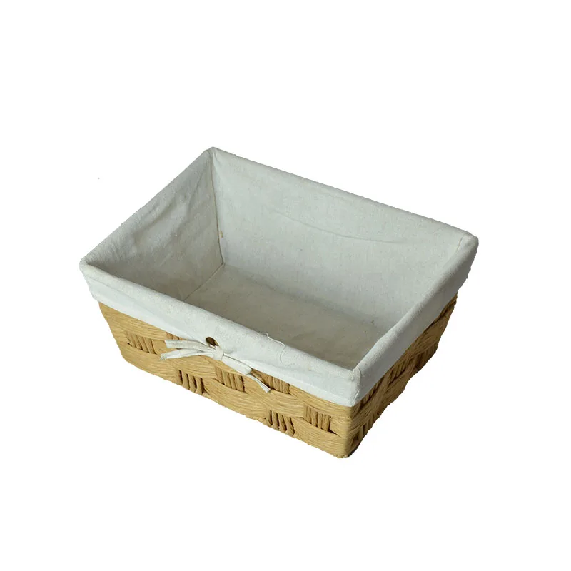 Широкая бумажная веревка тканая корзина светло-коричневая корзина для хранения мелочей Экологически чистая корзина для хранения с тканью