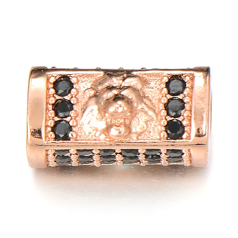 Women Men Bracelets Craft Dog Charms for Jewelry Making Rectangle Micro Pave CZ Black Zircon Charms Copper Spacer Beads