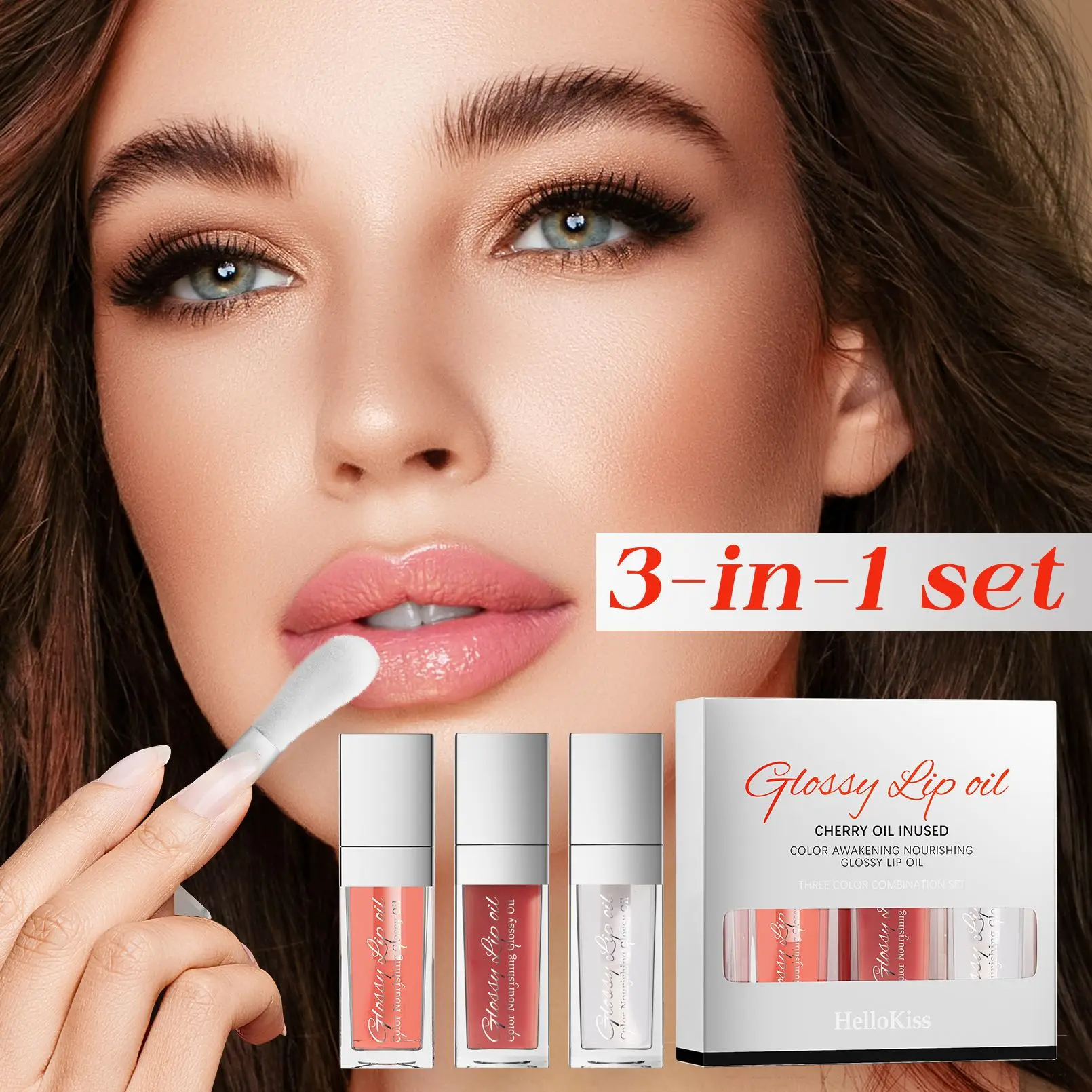 Lip Oil Set Combo 3in1 Moisturising & Nourishing Lip Nectar Mirror Transparent Lip Gloss