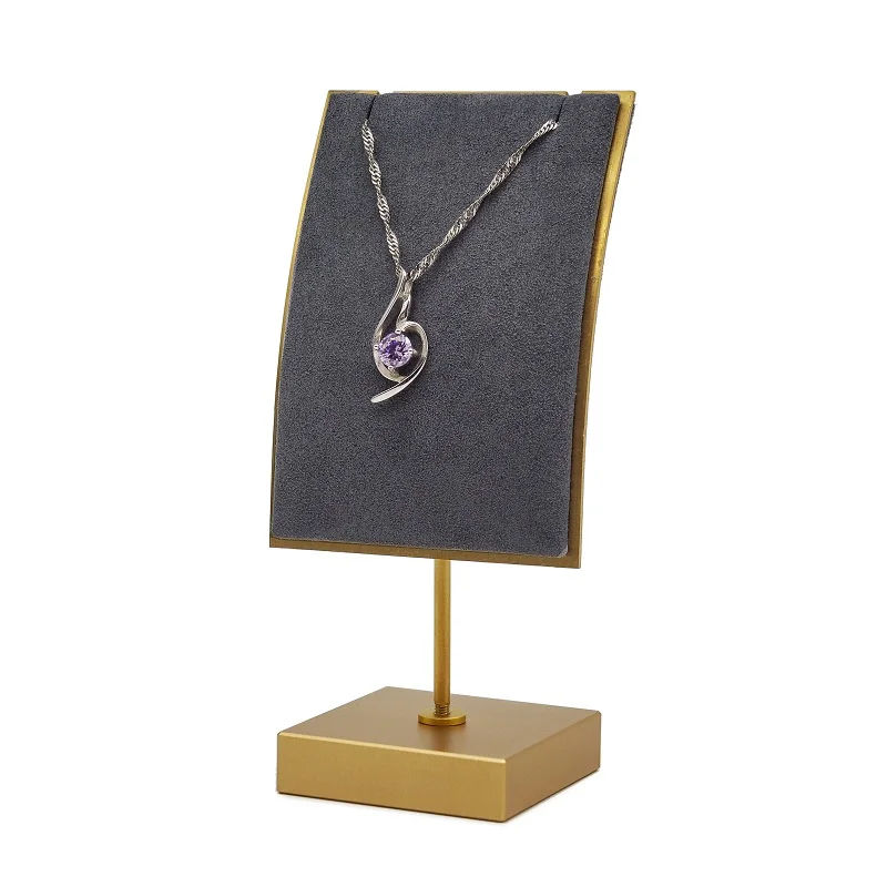 Exclusive metal rack and card type microfiber jewellery display pendant necklace jewelry holder stand