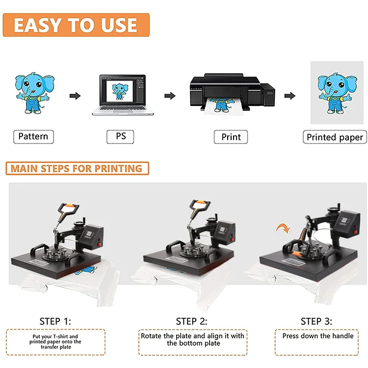 Double Display Advanced New 8 In 1 Combo Heat Transfer Machine Sublimation Heat Press Machine For Mug/Hat/Tshirt/Slate Rock/MDF