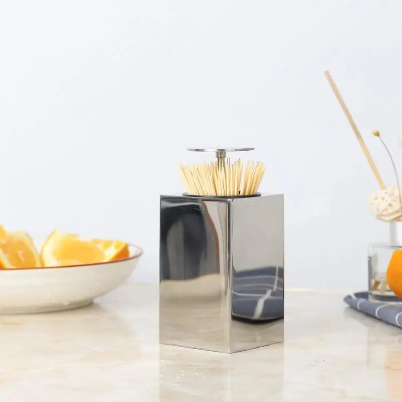 Party funny Christmas decorative dispenser holder toothpick mirror polishing Automatically pop up durable holder