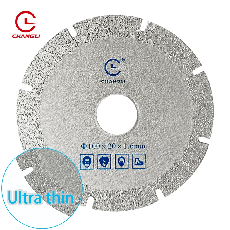 Long life ultra thin 100mm diameter 20-22.23mm Arbor Vacuum Brazed Diamond Cutting Disc Saw Blade for Metal Steel tile cutting