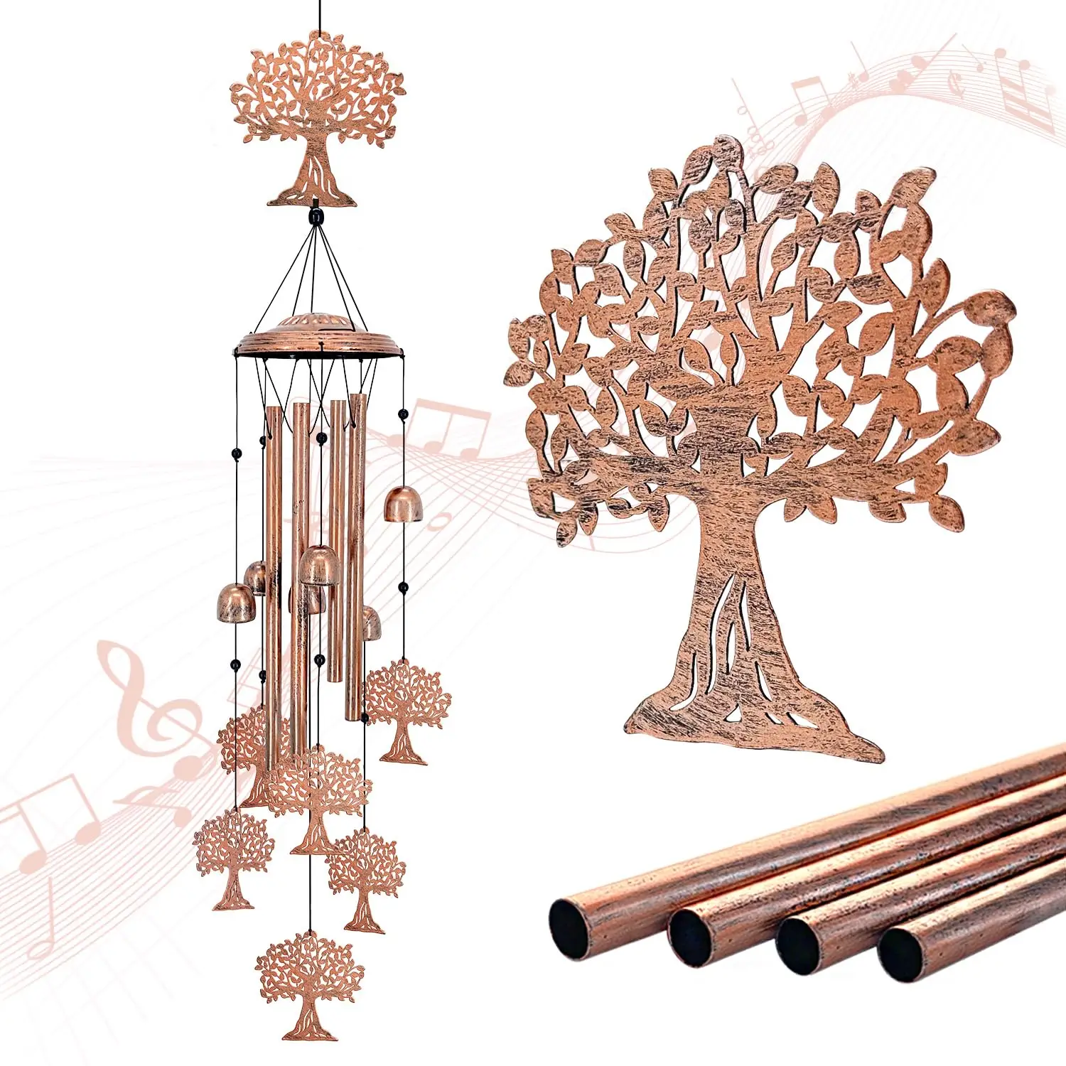 Outdoor Wind Chimes Tree of Life Metal Garden Decoration Holiday Gifts for Terrace