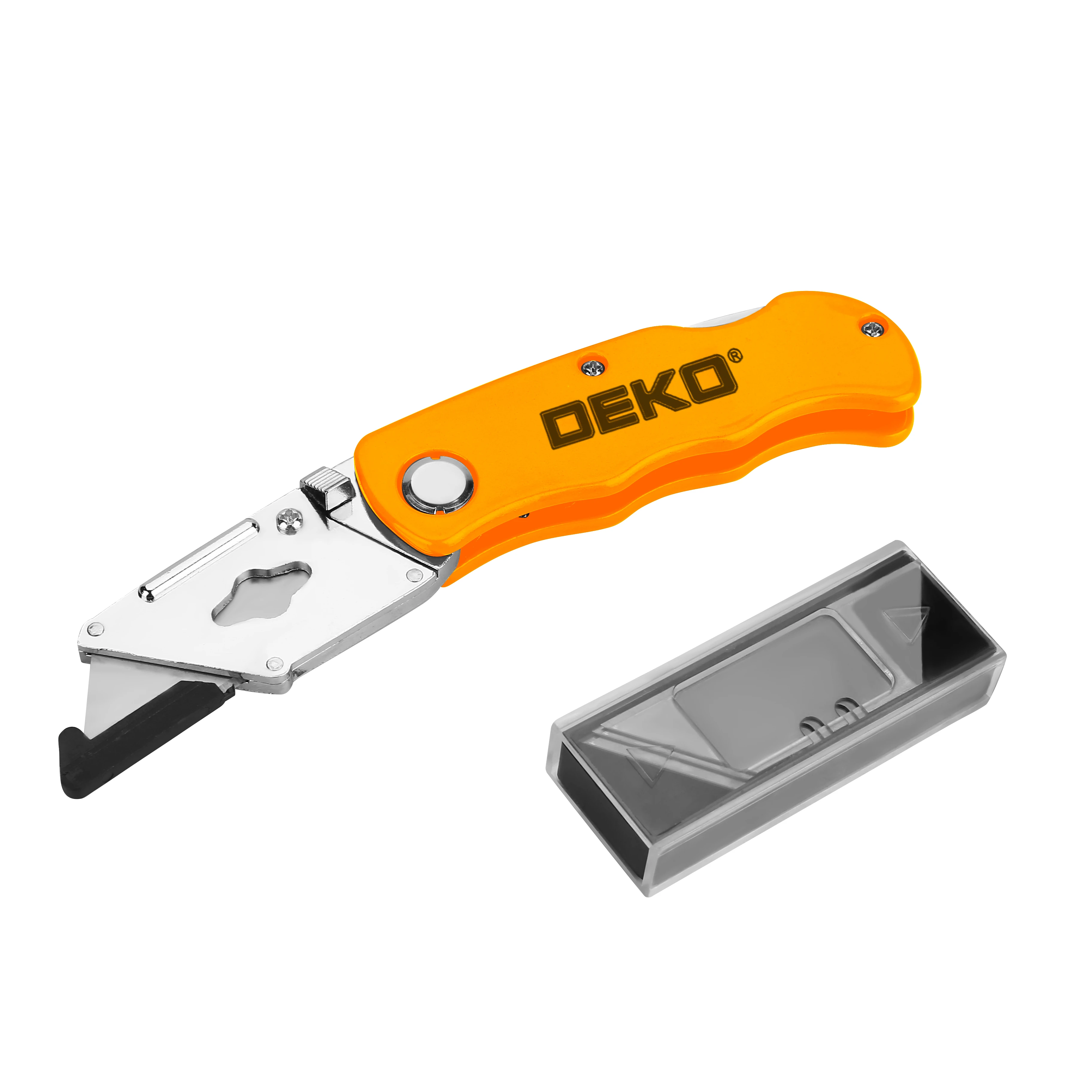 DEKO DKD0106 Utility Knife Aluminum Alloy Shell 19*61mm Fixed Blacde And Cpocket Knife, Quick Chage Blades Hand Tools