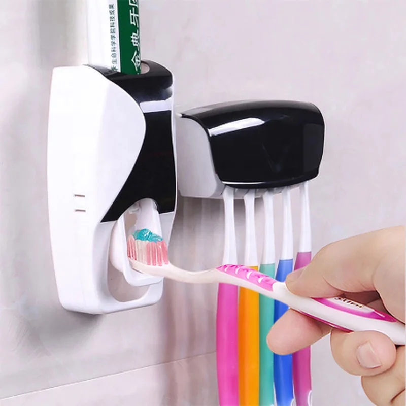 One Stop Shopping Wall Mounted Kids Toothbrush Holder Set Bathroom Tooth Brush Holder Toothpaste Squeezer Dispenser And With Automatic (1600536189527)