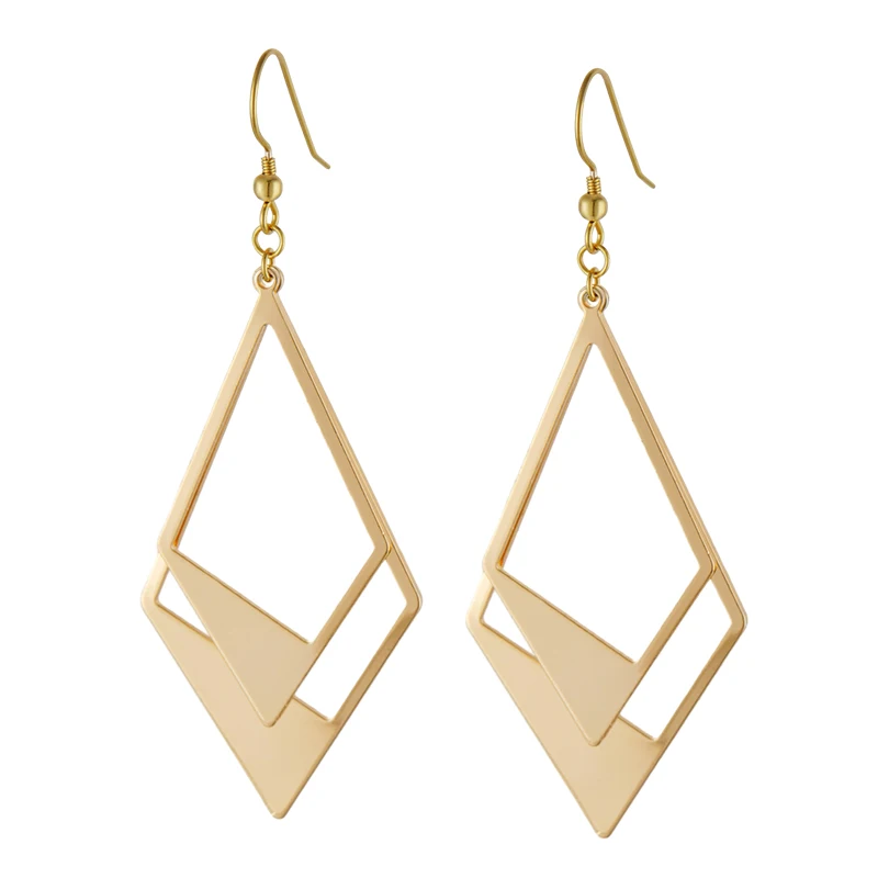 Fashion jewelry long tassel metal Clip-on earrings double diamond earring hooks for women