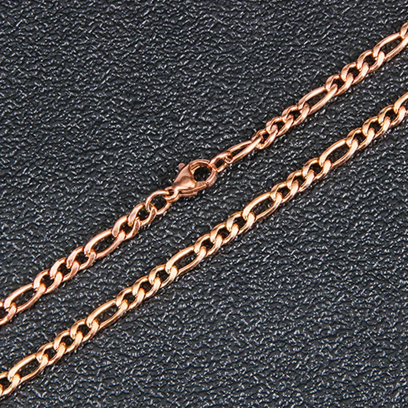 
tarnish free 18k gold plated stainless steel chain 3:1 figaro Link chain necklace chain for men 