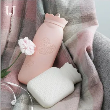 
Eco Microwave Heating Bottle Environmental Silicone Transparent Hot Water Bag with Knit Cover. small. 