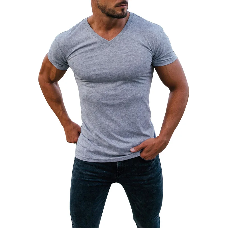 YYFS Men Short Sleeve T Shirts for Man 2018 New Summer 100% Pure Cotton Vintage Patchwork Tees V neck Cotton tshirt Homme M-4XL