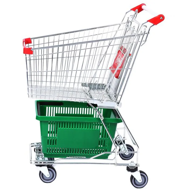 GuanRiver  customized  metal portable supermarket store shop shopping cart 100L cheap Asian shopping trolley