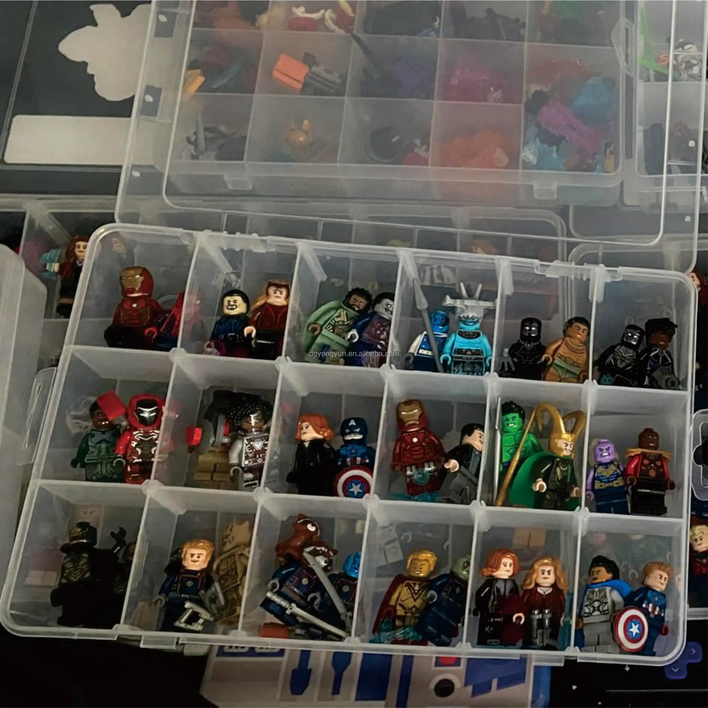 Small 18 Compartment Plastic Organizer with Adjustable Dividers, Clear Organizer, Jewelry . Fishing Gear. Small Parts. Organizer