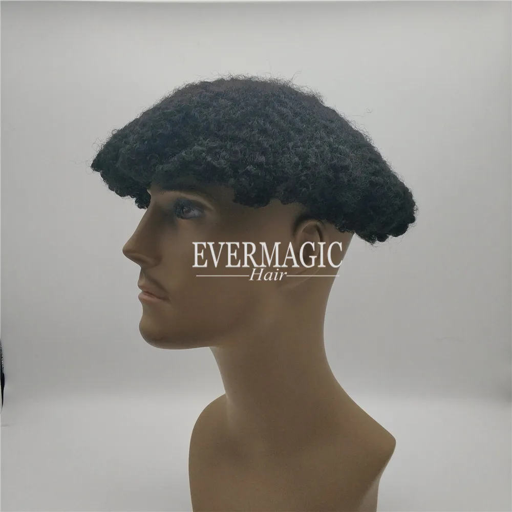 
Off Black Color 10mm Bigger Afro Kinky Low to Medium Density Lace With Pu Base Mens Toupee for Black Men 