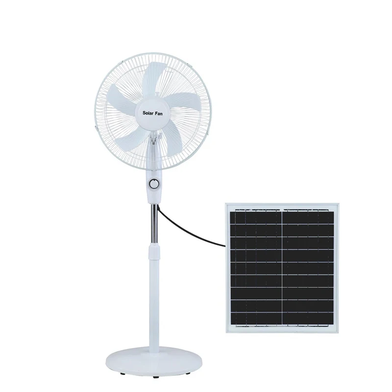 16 Inch Solar Fan Solar Powered AC DC Rechargeable Fan Price Cheap Stand Solar Fan with Solar Panel and LED Light