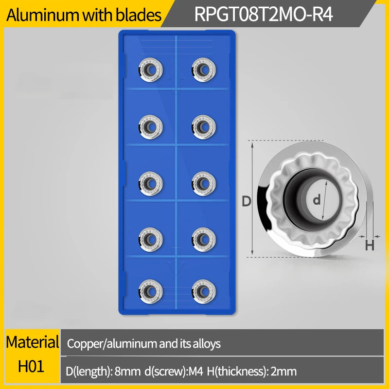 Aluminum Insert RPGT08T2 RPGT1003 RPGT10T3 H01 Carbide End Milling Tool CNC Milling Insert turning tool