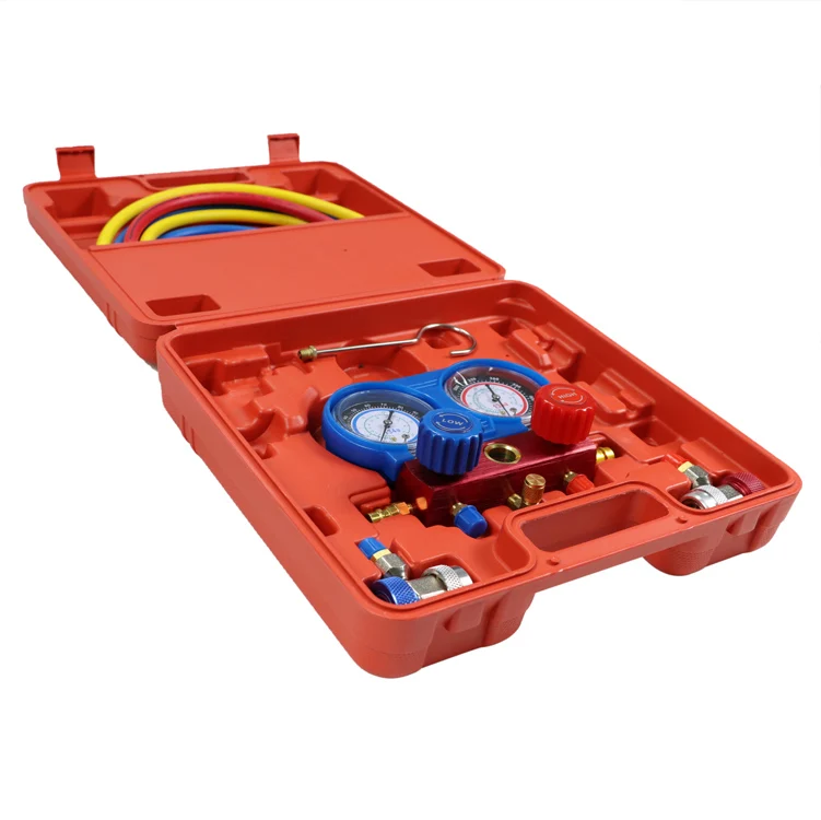 Air conditioning Cooling system car refrigeration hvac 4 way AC diagnostic manifold refrigerant gas r134a pressure gauge set