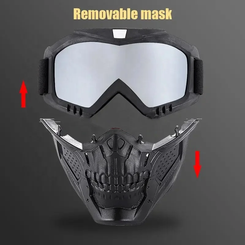 Detachable Full Face Skeleton Bike Goggles Masks Sports and Outdoor Activity Eyewear for Cycling Skiing and Motorcycle Riding