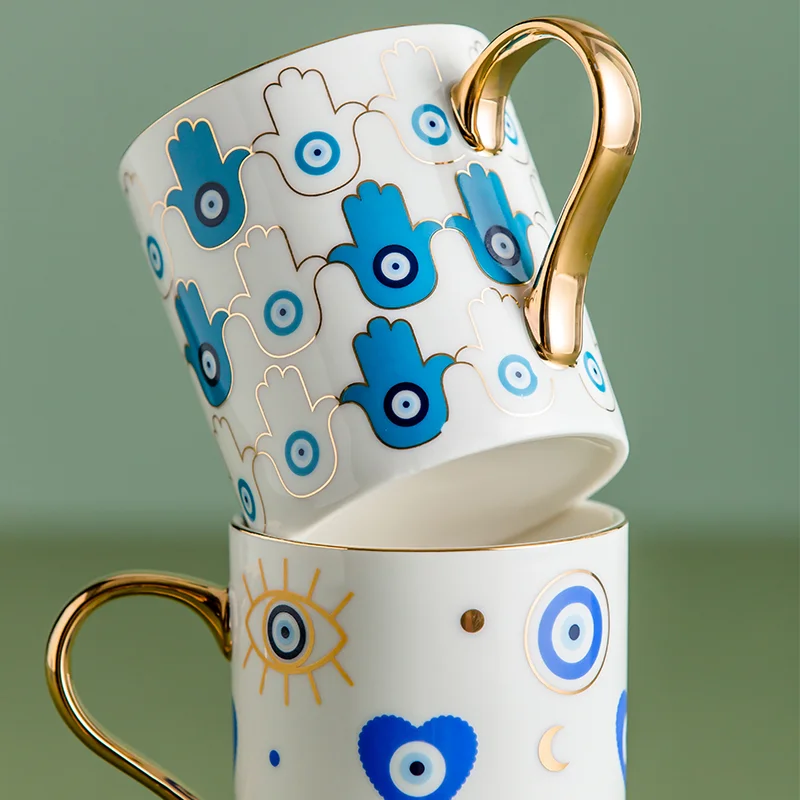 style creative evil eyes design decorative own design ceramic water mug luxury porcelain coffee cups